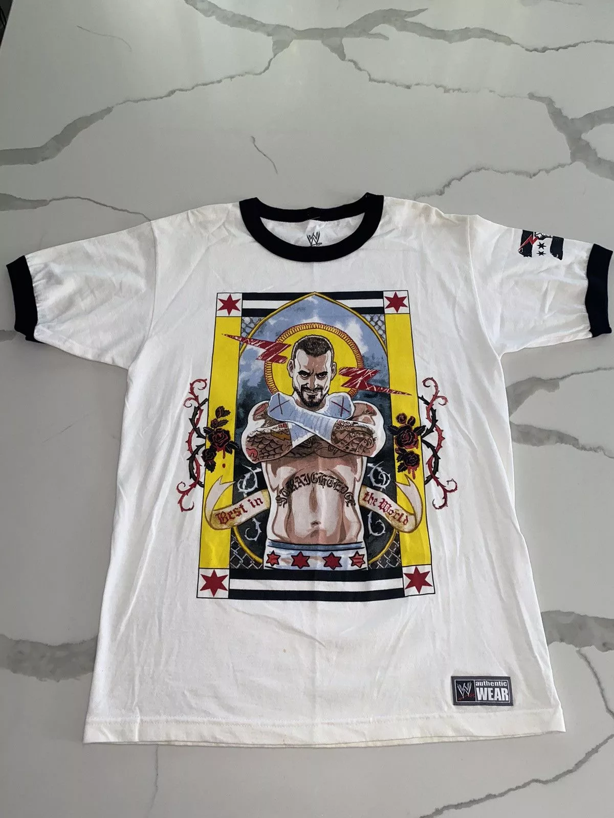 WWE Short Sleeve T Shirts Vintage WWE CM Punk size M White