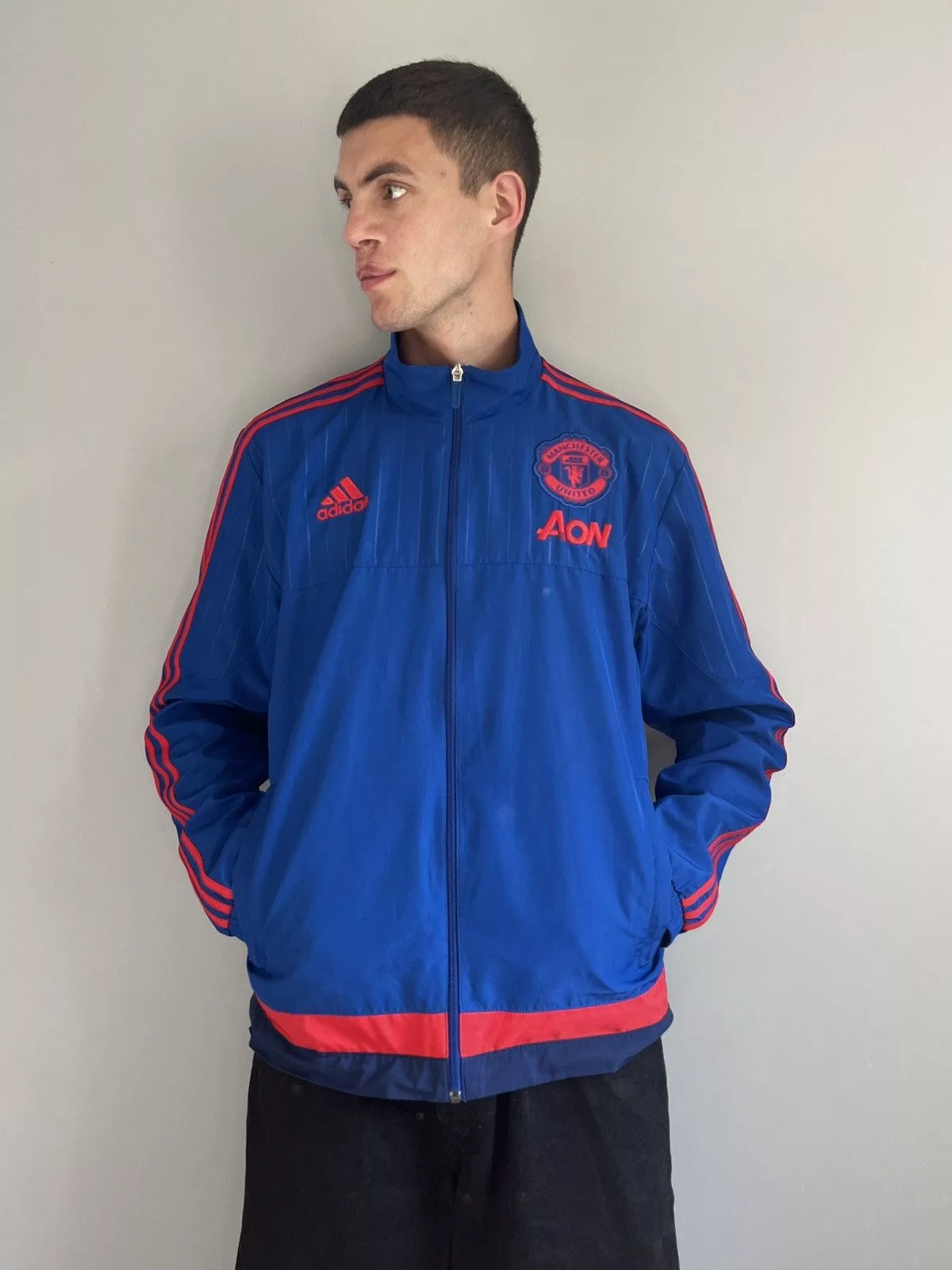Adidas Light Jackets Adidas × Vintage Vintage Adidas 2015 Manchester United Jacket Blue Sportswear