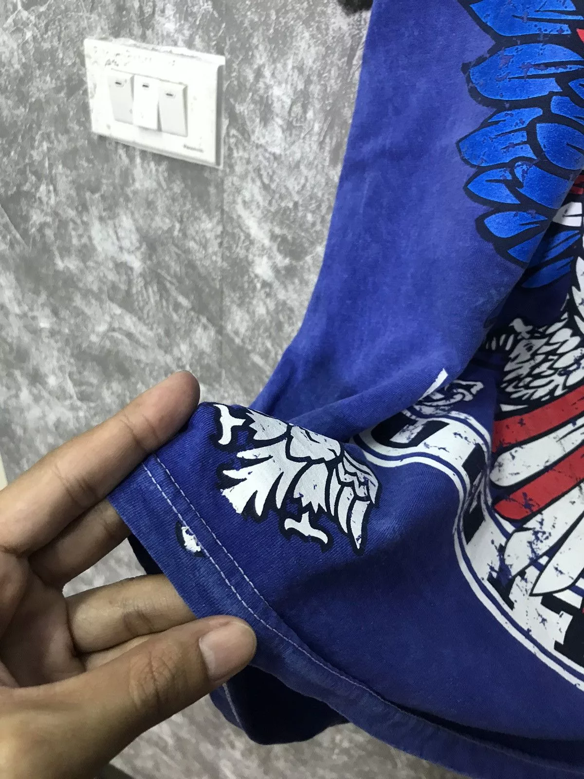 Affliction Short Sleeve T Shirts Affliction × Ed Hardy × Southpole Affliction Eagle Y2K Graphic Tee Blue