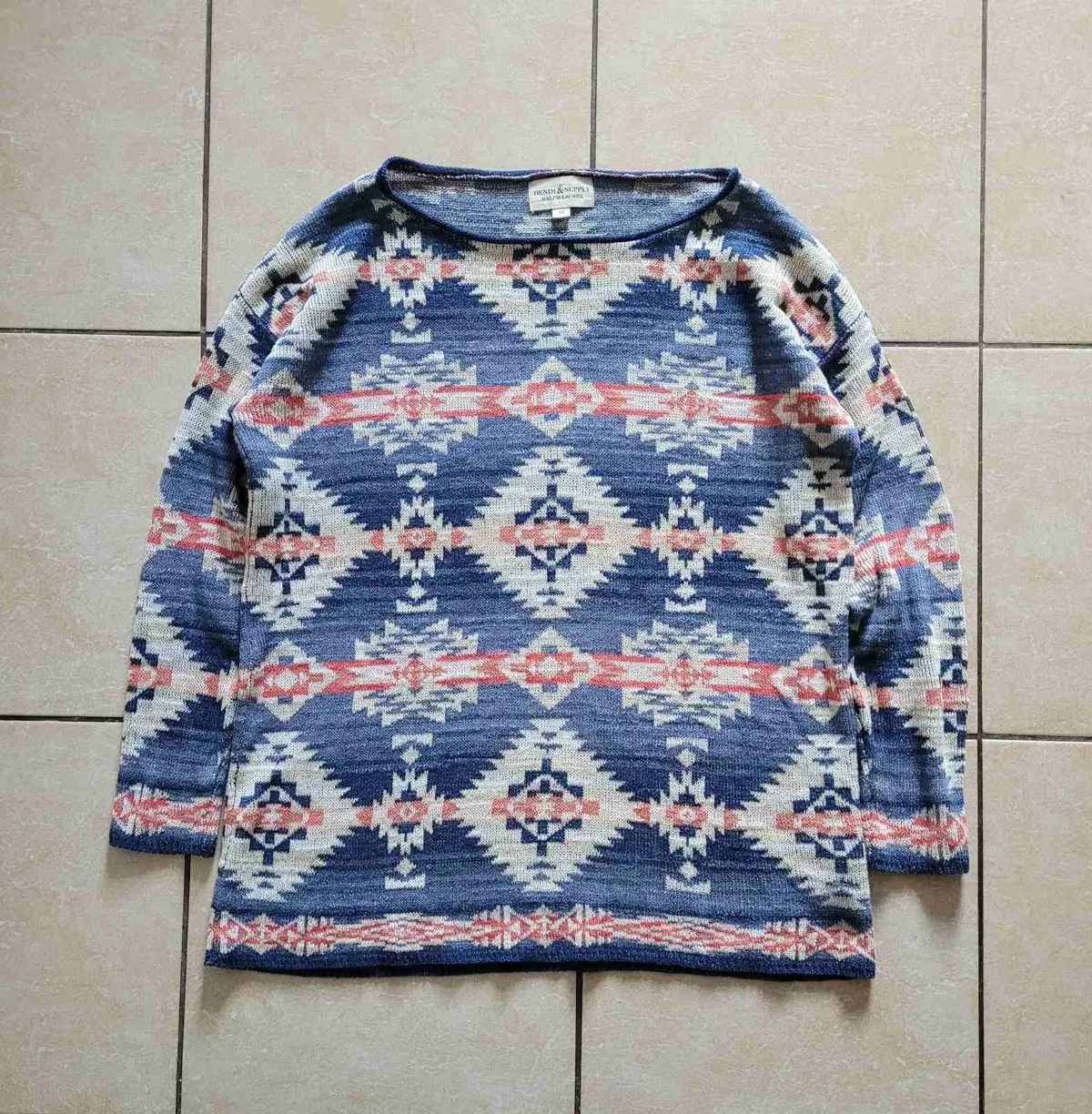 Polo Ralph Lauren Sweaters Polo Ralph Lauren × Vintage Denim&Supply Ralph Lauren Aztec woman wide neck sweater Multi Streetwear