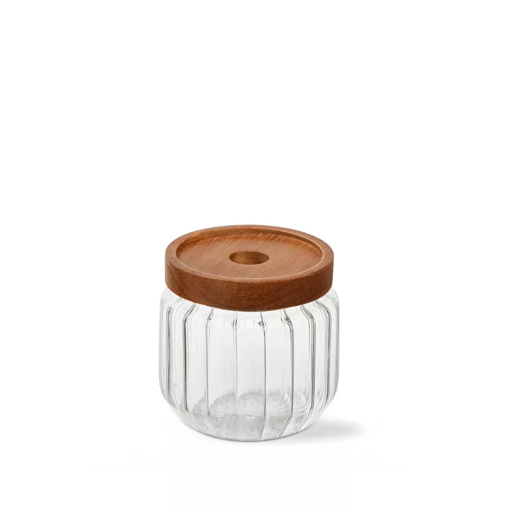 Ribbed Glass Canister Small