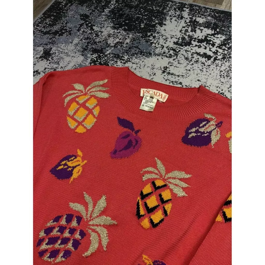 Escada Sweaters Escada Jumper Fruits Size: 42 fit L Red