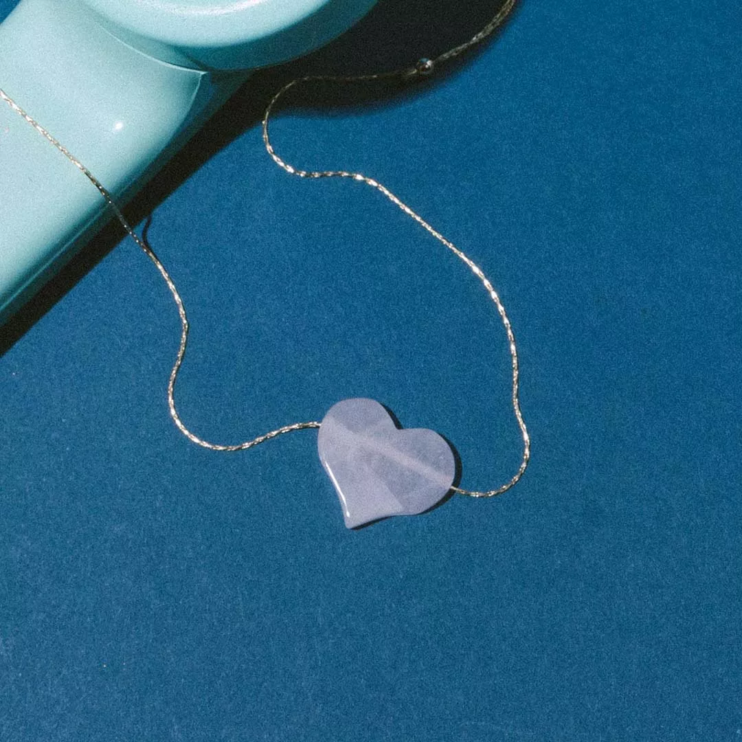 Rose Quartz Heart Chain Slider Necklace