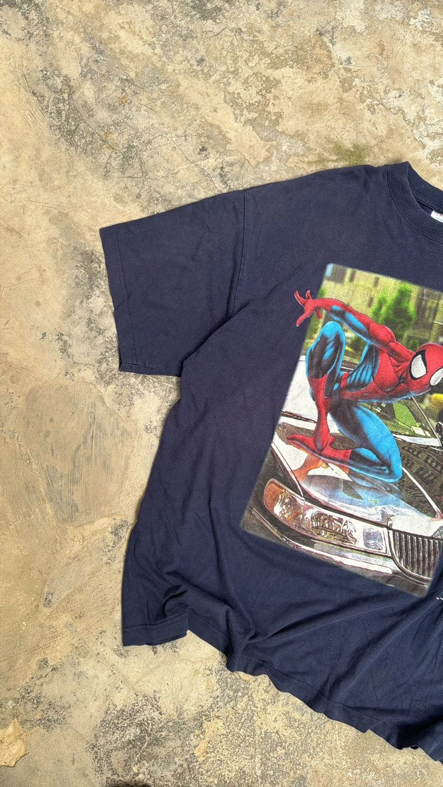 Marvel Comics Short Sleeve T Shirts Marvel Comics × Vintage Spiderman Vintage 00s Front Hit Blue Tee Black
