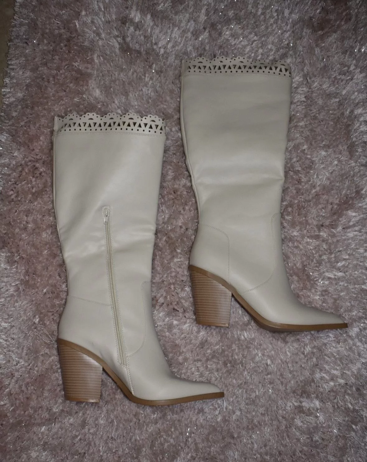 Other Boots Other NEW Michele Eyelet White Heeled Pointed Toe Boots Size 10