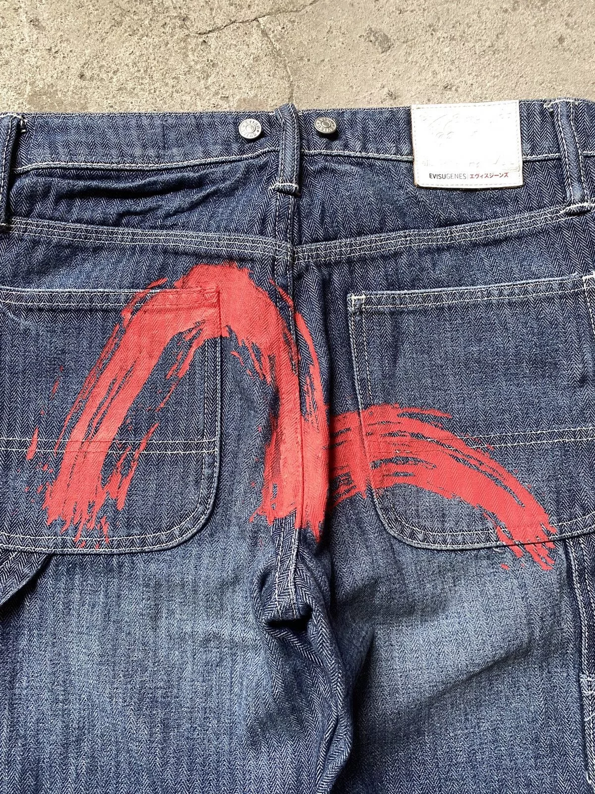 Evisu Jeans Evisu Seagull Big Logo Carpenter Pants Blue