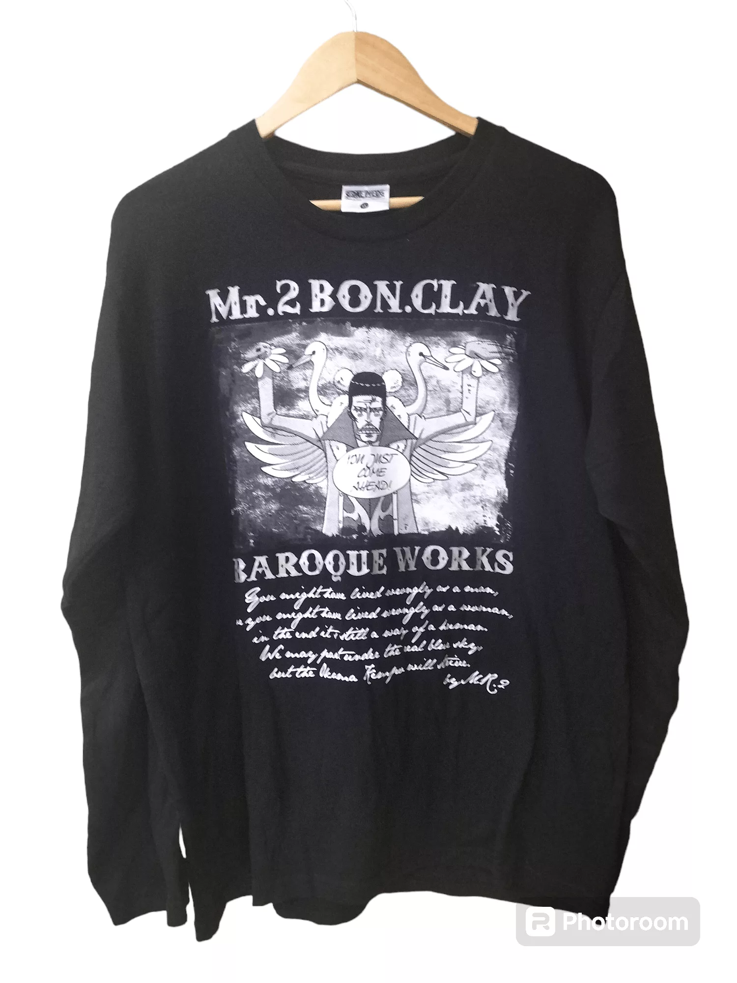 Anime Long Sleeve T Shirts Anime × One Piece × Vintage Anime Onepiece Mr2 Bonchan Black