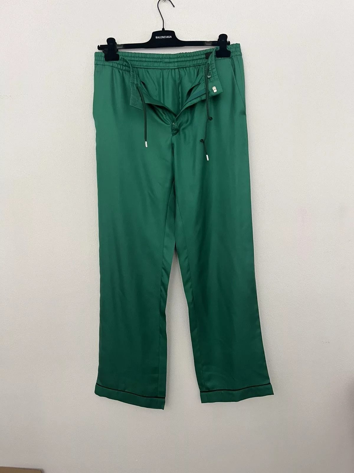 Prada Casual Pants Prada casual green silk pajama drawstring pants