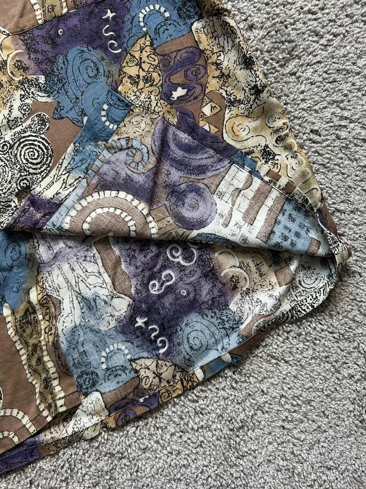 Vintage Shirts Button Ups Vintage 70s/80s Rayon Button Up Basic Elements Hong Kong Art Multi