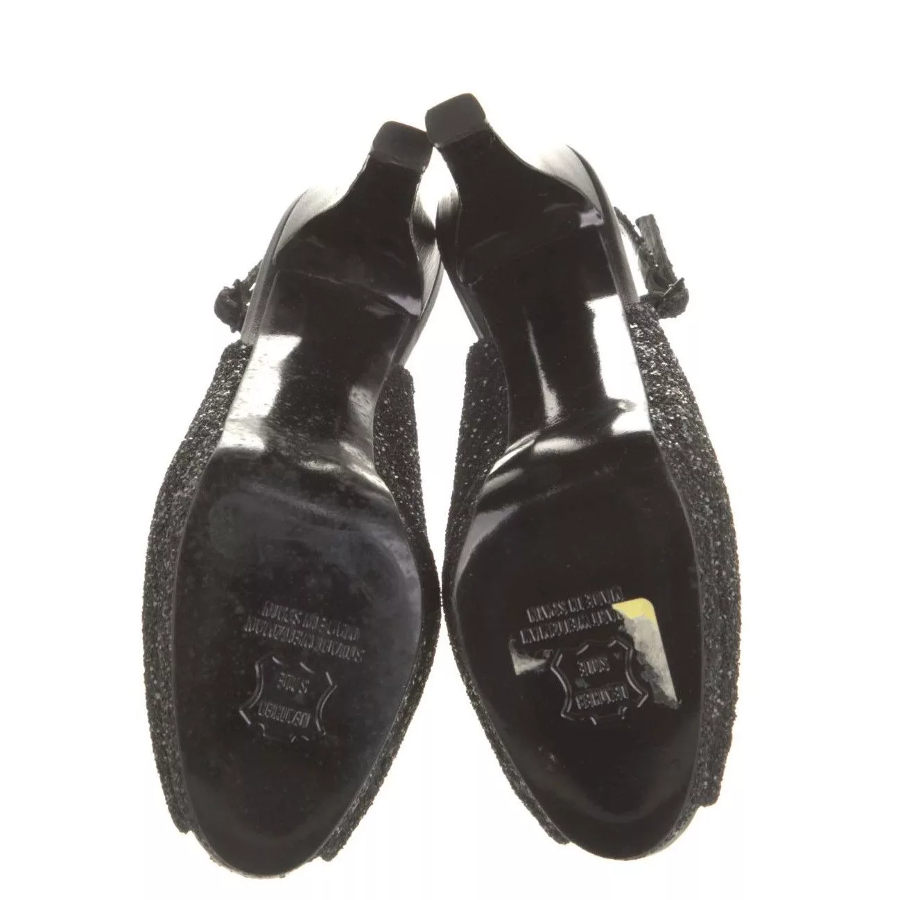 Stuart Weitzman Heels STUART WEITZMAN Black Glitter Platform Slingback Pumps Size: