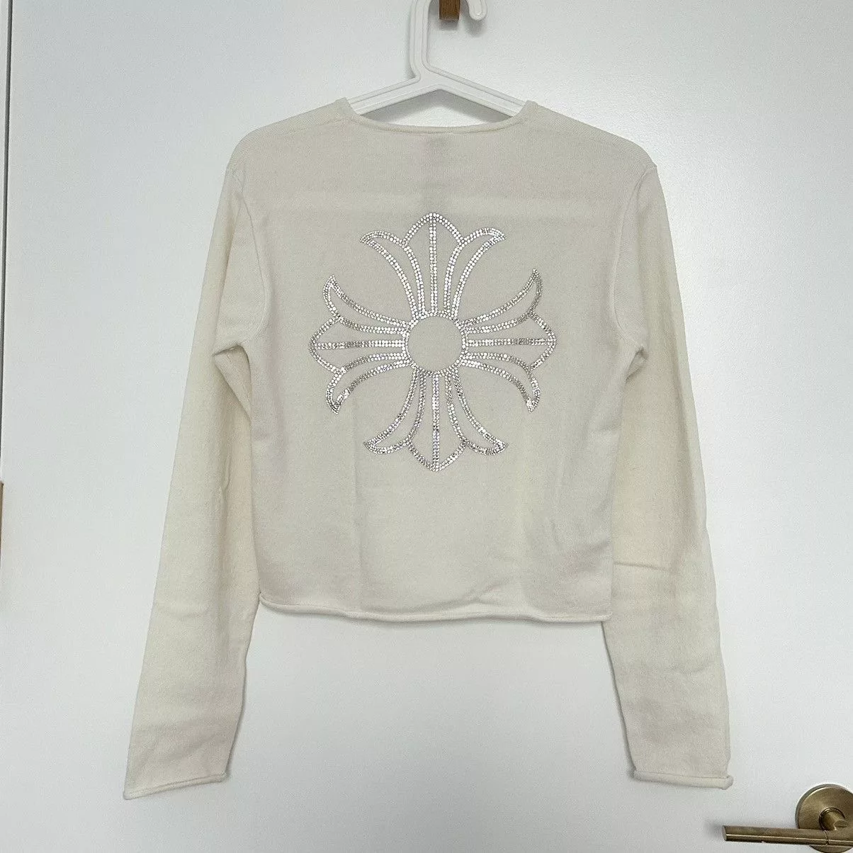 Chrome Hearts Sweaters Chrome Hearts Crystal Cashmere Sweater White