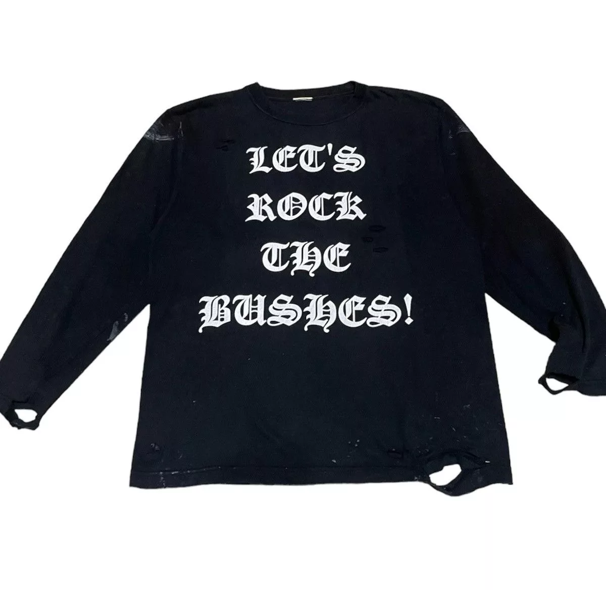 Beauty Beast Long Sleeve T Shirts Beauty Beast × Vintage Distress Lets Rock The Bushes ! Tshirt Black