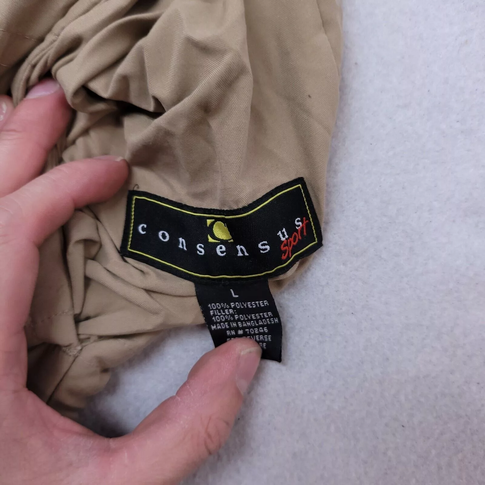 Consensus Sportswear Heavy Coats Consensus Sportswear Consensus Outdoor Jacket Vest Mens Size Large L Beige Black