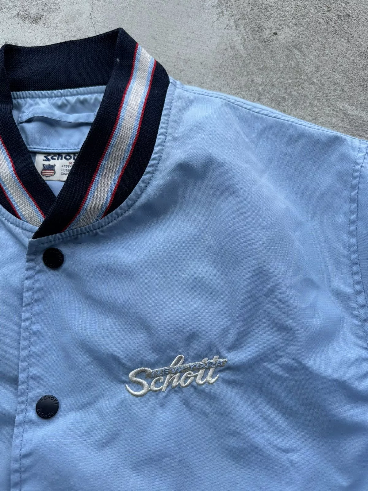 Schott Light Jackets Schott × Vintage Schott NYC Varsity Nylon Bomber Light Jacket Blue Streetwear