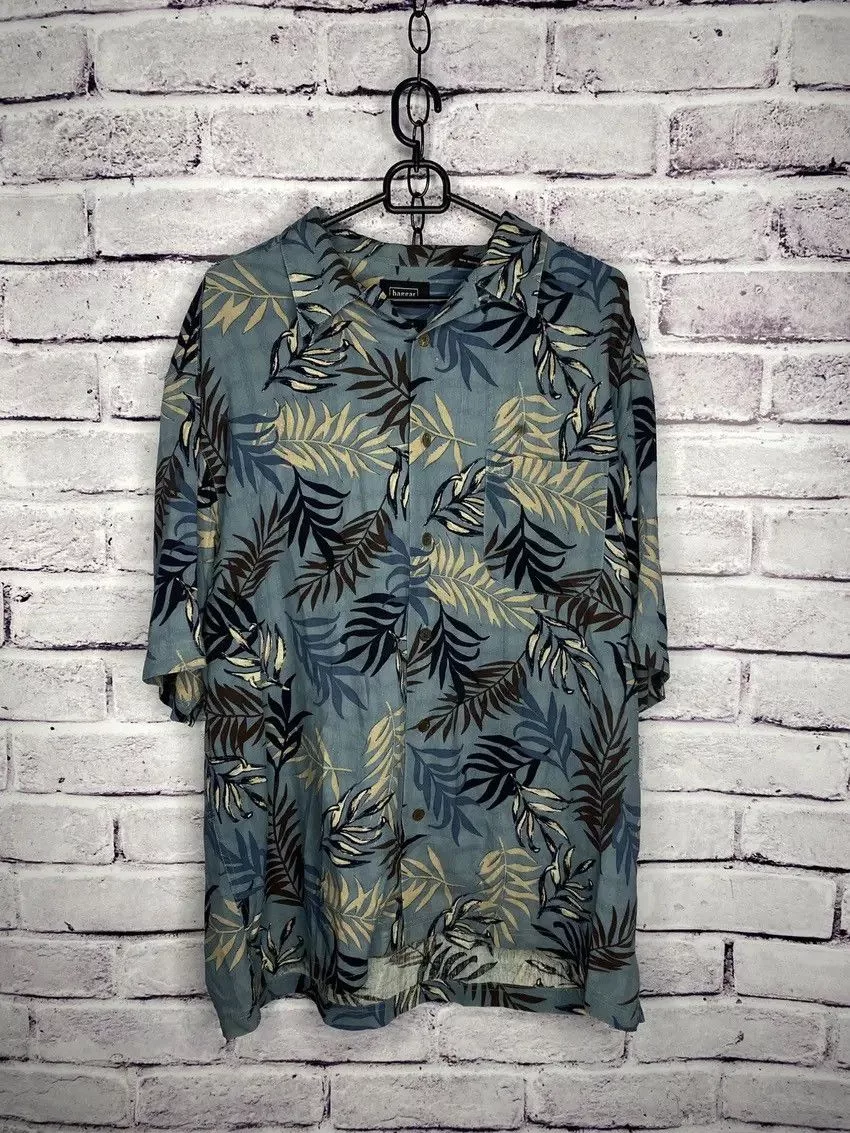 Haggar Shirts Button Ups Haggar Shirt Mens Large Short Sleeve Button Up Polyester Blue Vintage