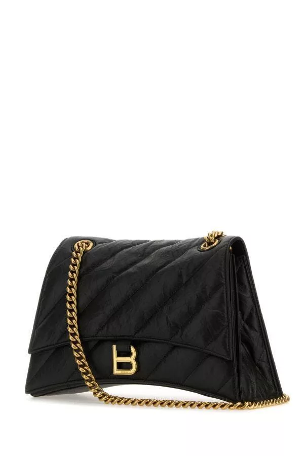 Balenciaga Crossbody Bags Balenciaga Black Leather Medium Crush Shoulder Bag Multi