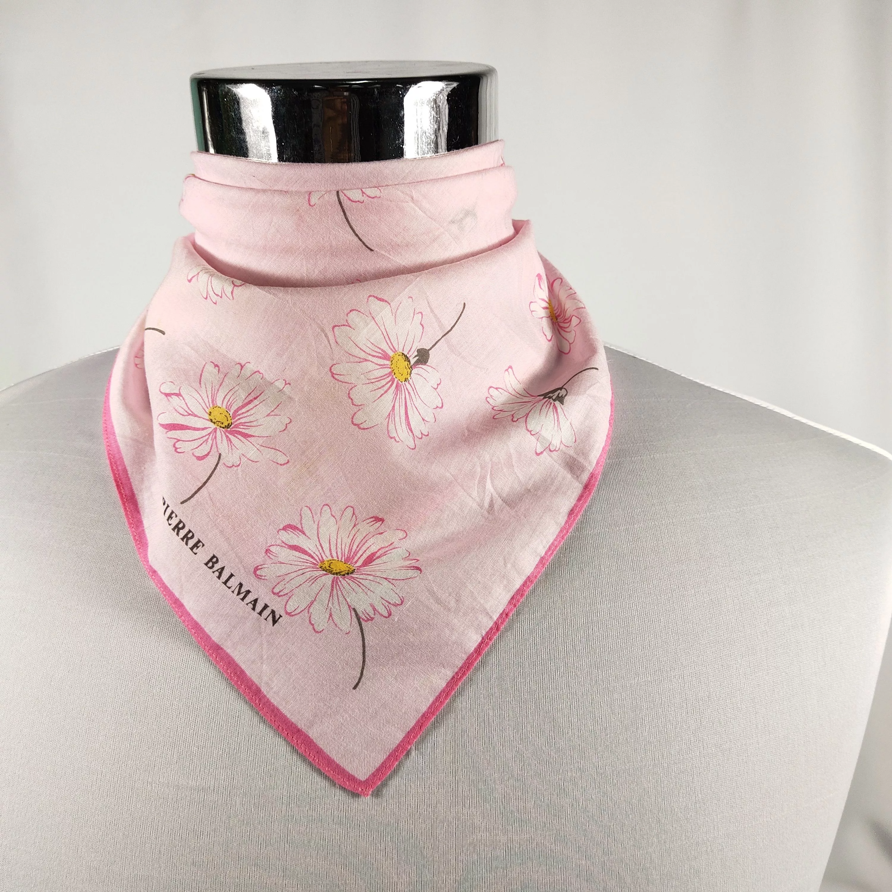Pierre Balmain Ties Pocketsquares Pierre Balmain × Vintage Pierre Balmain Handkerchief / Neckerchief / Bandana FZ247 Pink