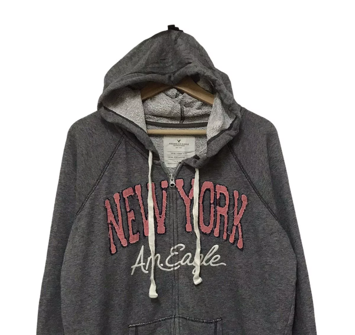 American Eagle Outfitters Sweatshirts Hoodies American Eagle Outfitters American Eagle New York Hoodie Sweatshirt Big Logo Gray Streetwear
