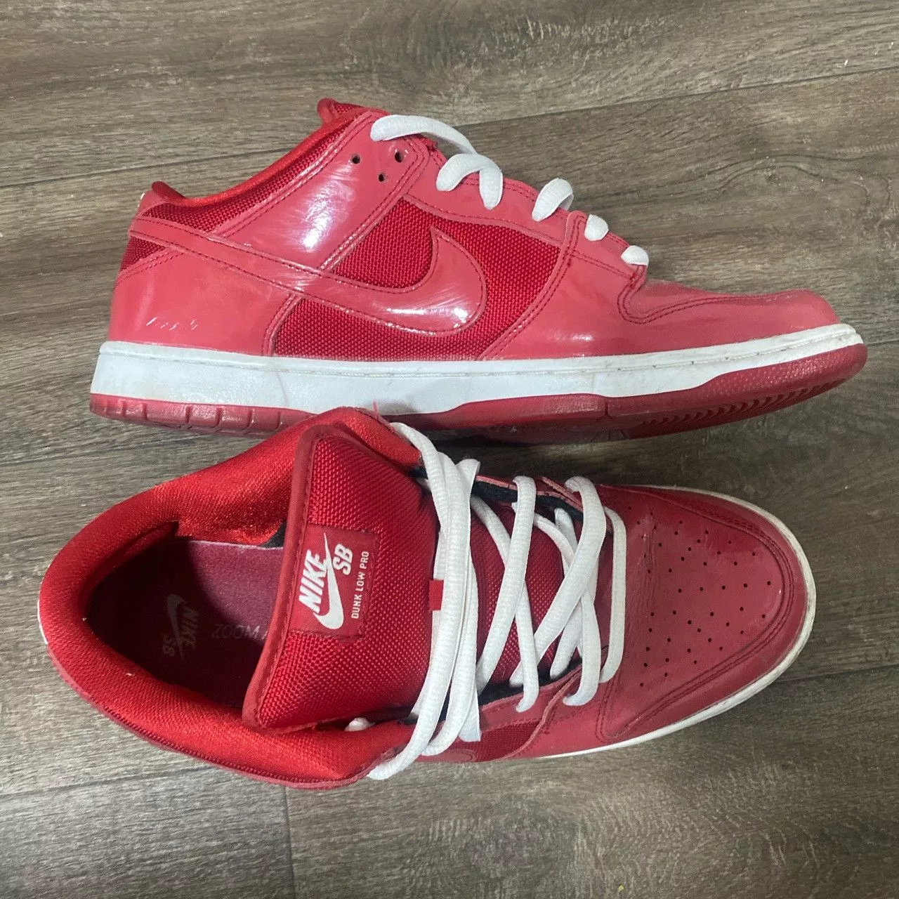 Nike Low Top Sneakers Nike Red patent leather dunks