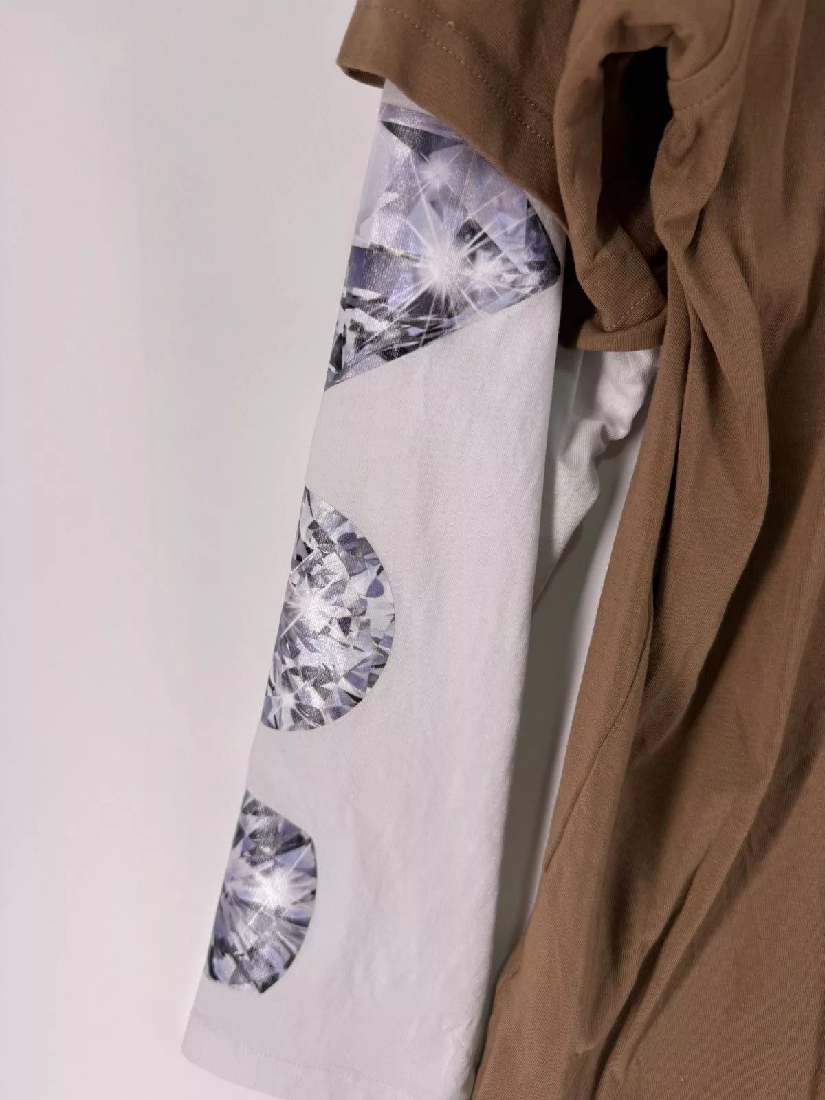 Acne Studios Long Sleeve T Shirts Acne Studios Brown Layered Diamonds Long-sleeve Tee