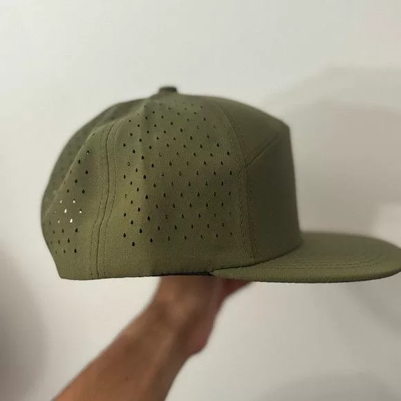 Designer Hats Designer NEW 7 PANEL CAMPER LASER CUT MESH GOLFER OLIVE GREEN HAT