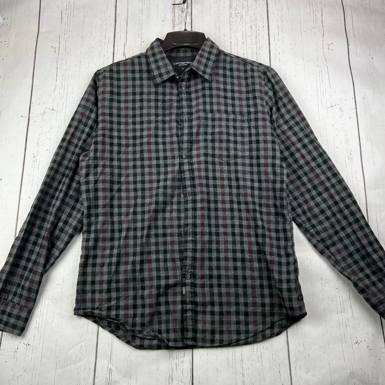 Calvin Klein Shirts Button Ups Calvin Klein Jeans Medium Plaid Long Sleeve Shirt Men Black