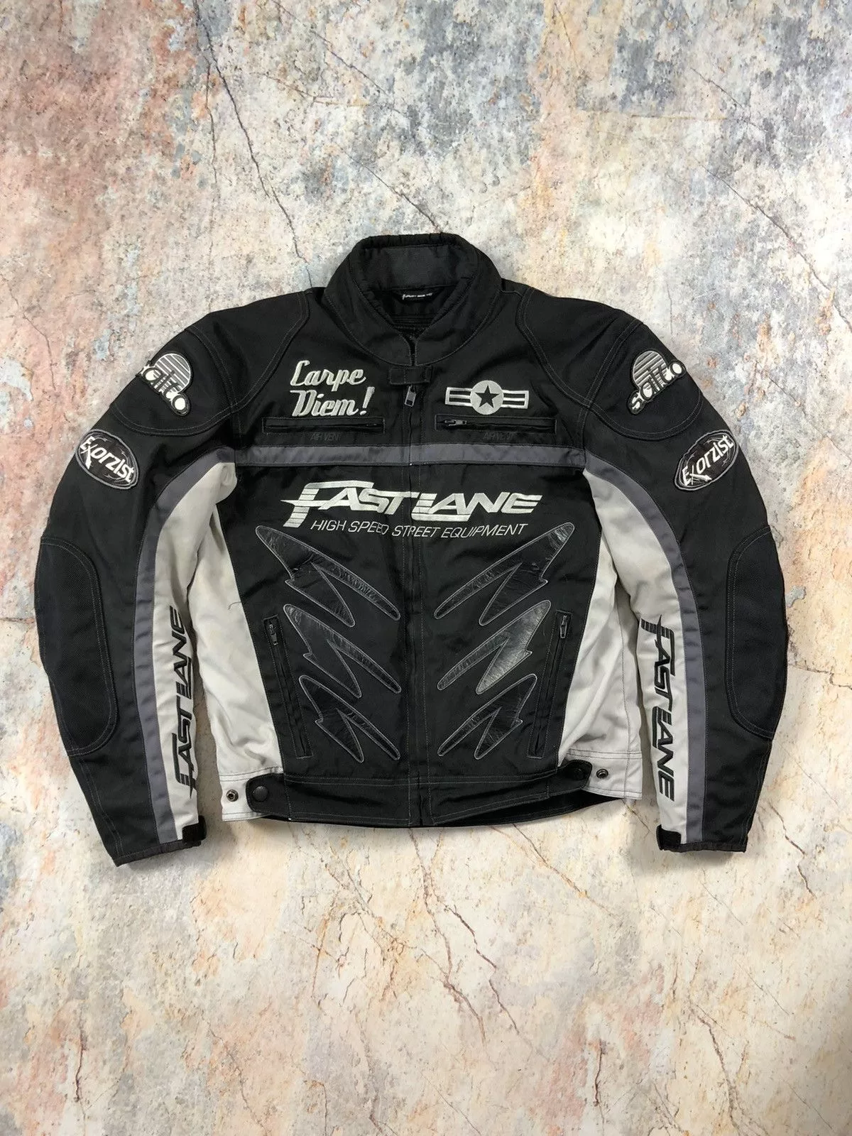 Vintage Light Jackets Vintage Racing fast lane moto jacket Black
