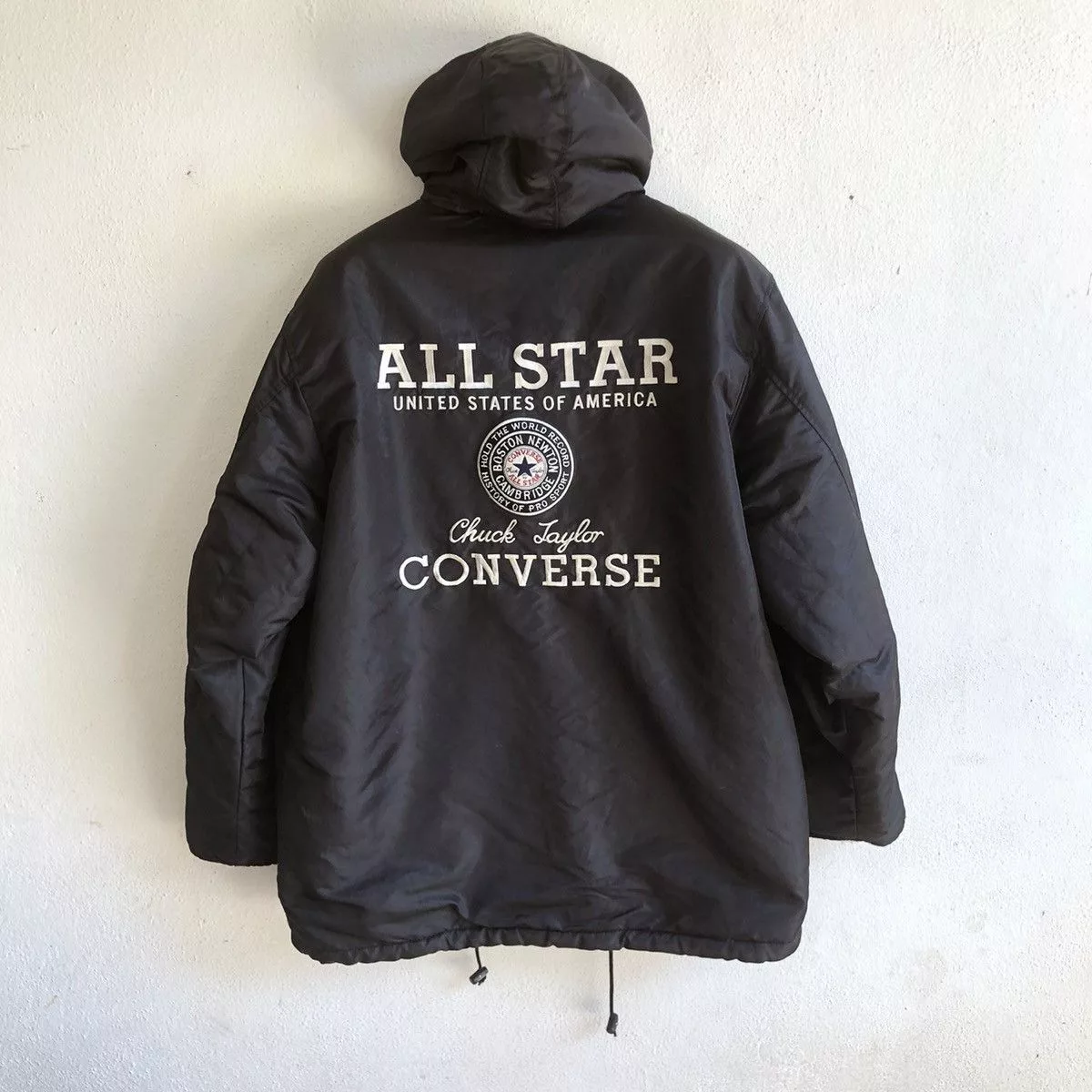 Converse Raincoats CONVERSE spellout embroidered logo raincoat Black