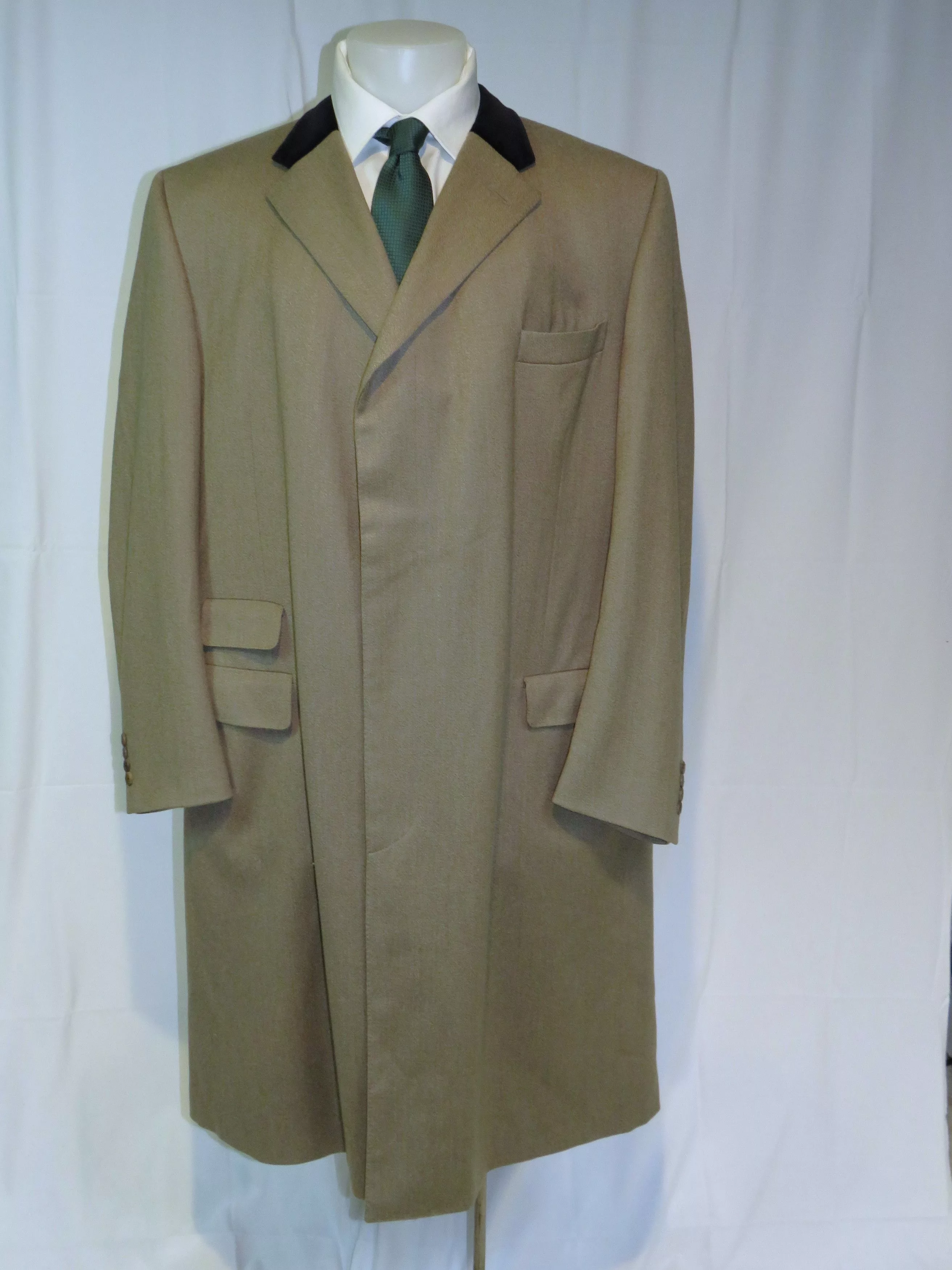 Paul Stuart Heavy Coats Paul Stuart Custom Made Taupe Velvet Collar Chesterfield 49XL Brown