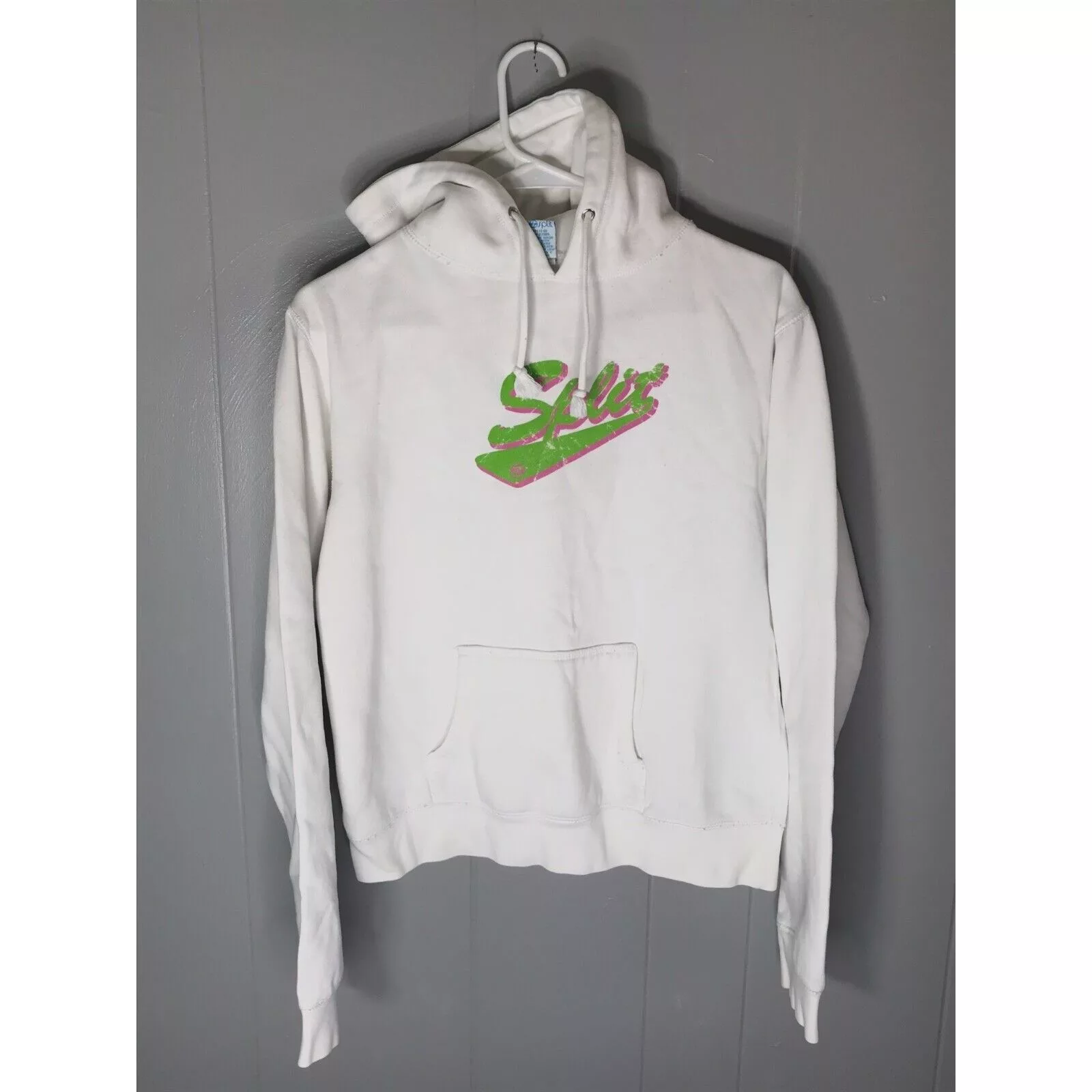 Split Hoodies Split × Vintage SPLIT Skate Surf Boardsport Mens SM Slate Spellout Logo Pull White