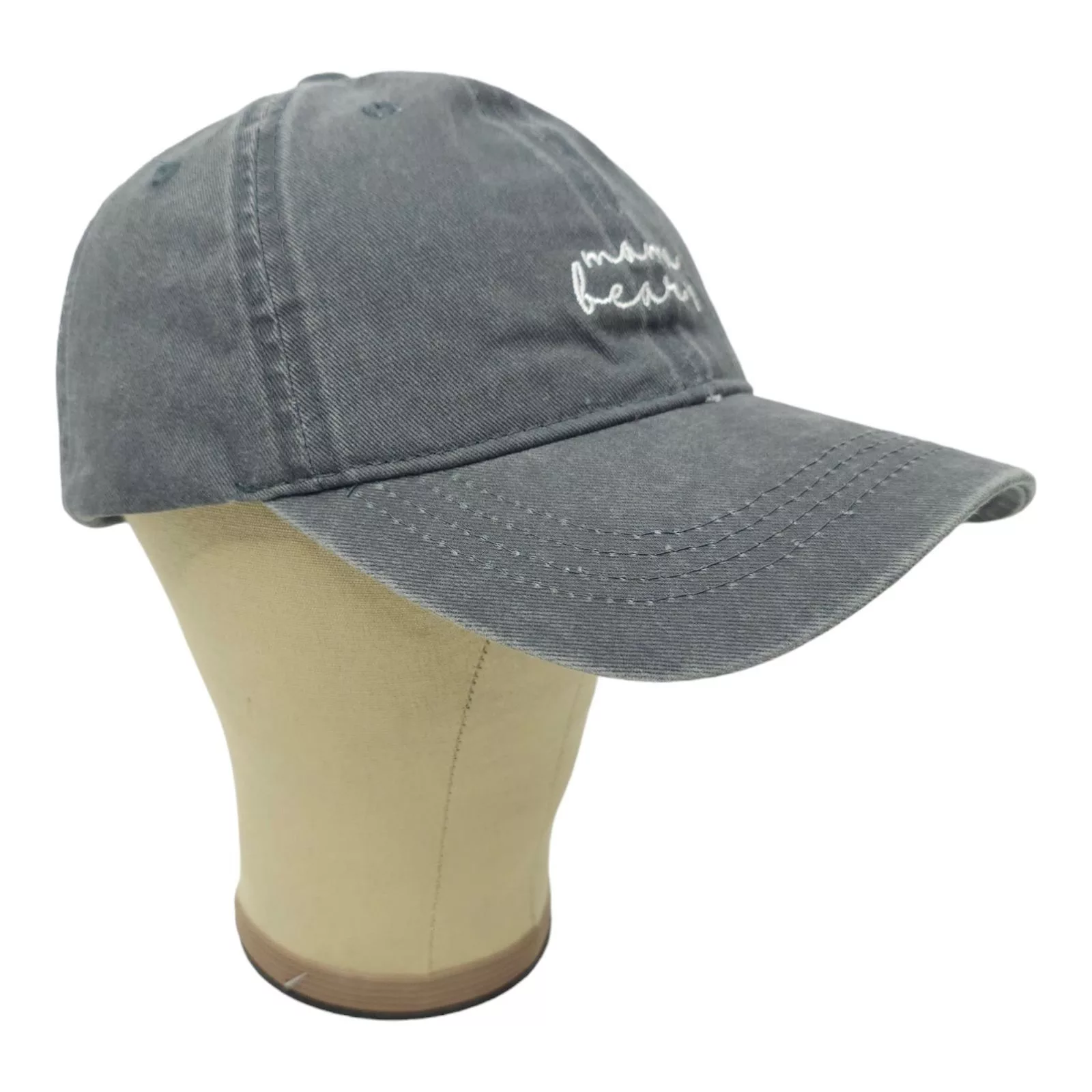 Other Hats Other Mama Bear Embroidered Adjustable Tuck Strap Cap Hat Gray