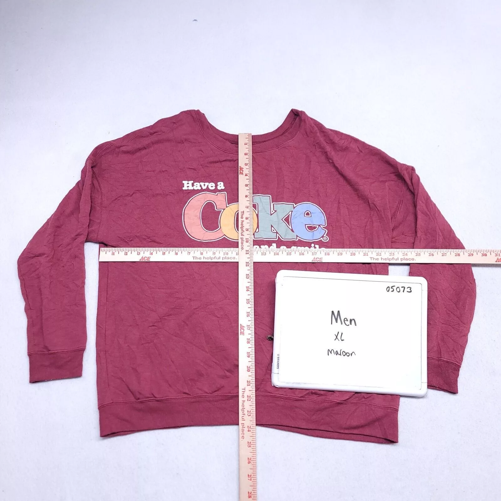Coca Cola Sweatshirts Hoodies Coca Cola Coca-Cola Pullover Sweatshirt Men Size Extra Large XL Maroon Red