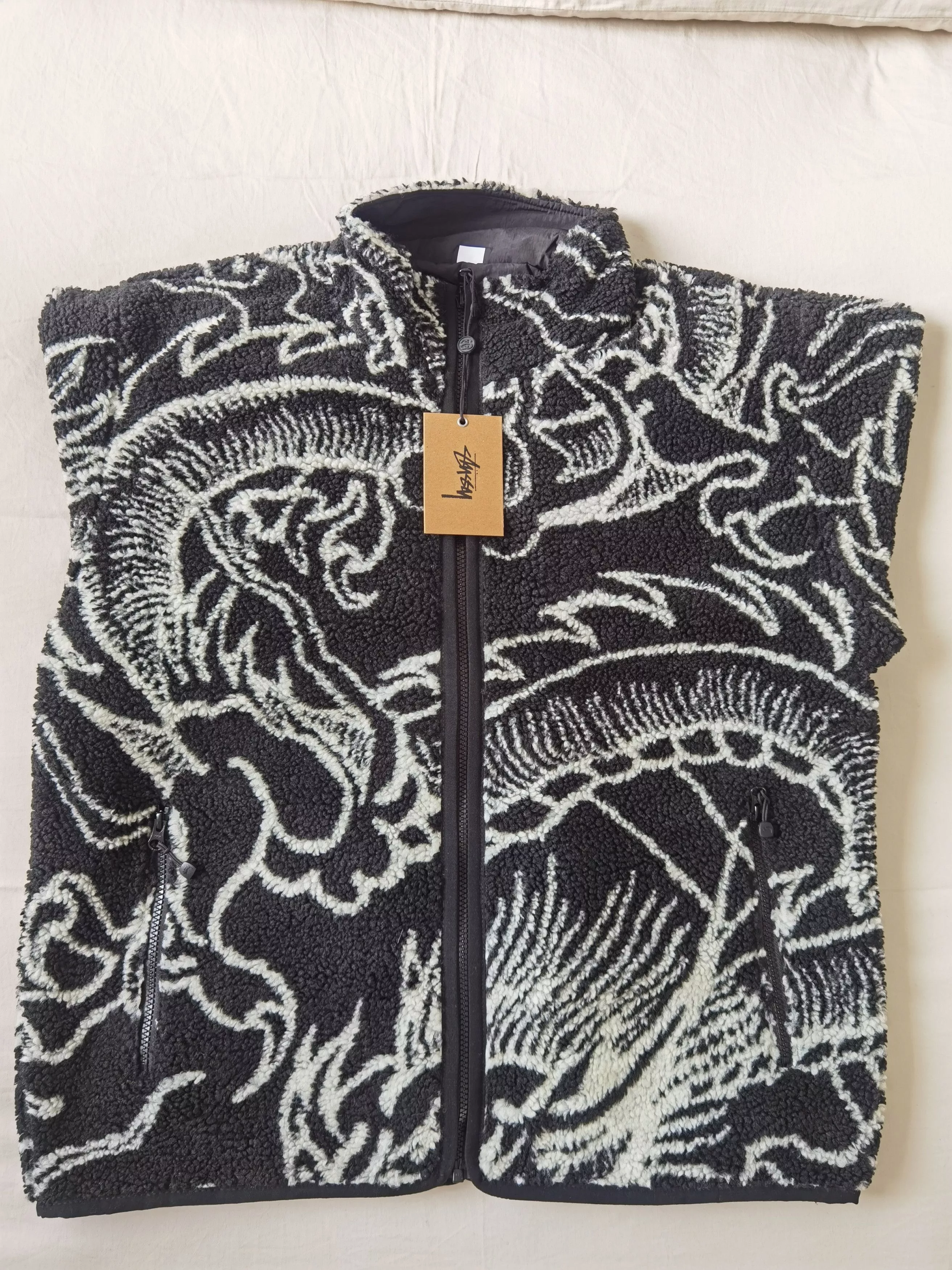 Stussy Heavy Coats Stussy Dragon Sherpa Jacket Black