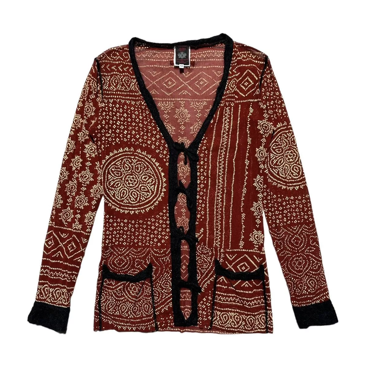 Jean Paul Gaultier Blouses Jean Paul Gaultier Tribal mesh tie cardigan Red