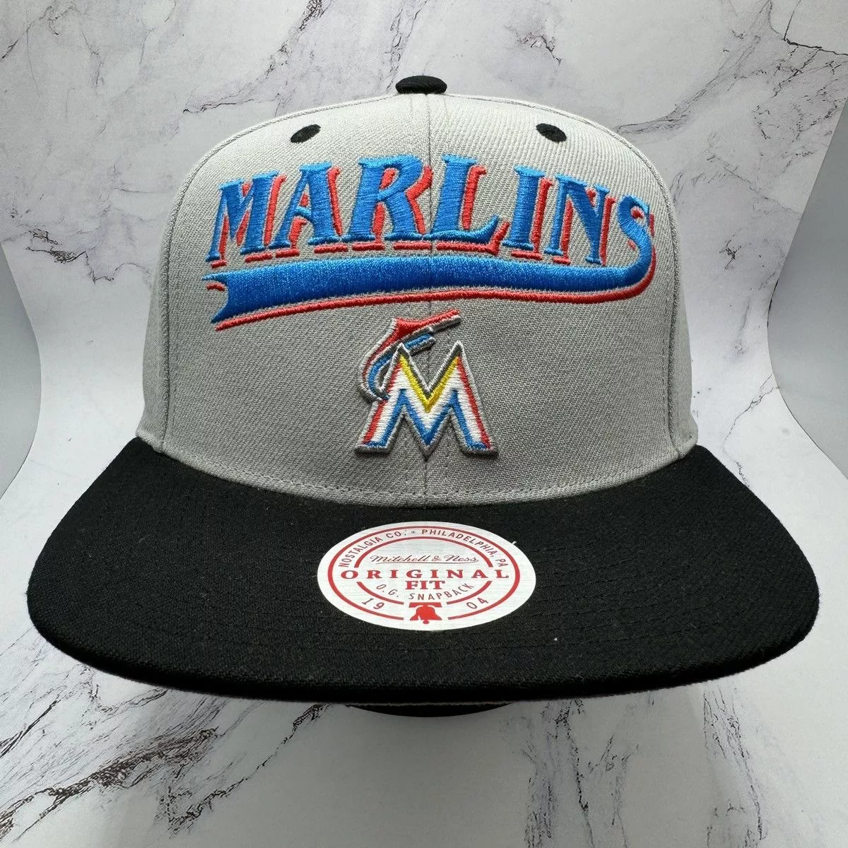 Mitchell & Ness Hats Florida Marlins Mitchell & Ness Snapback Gray