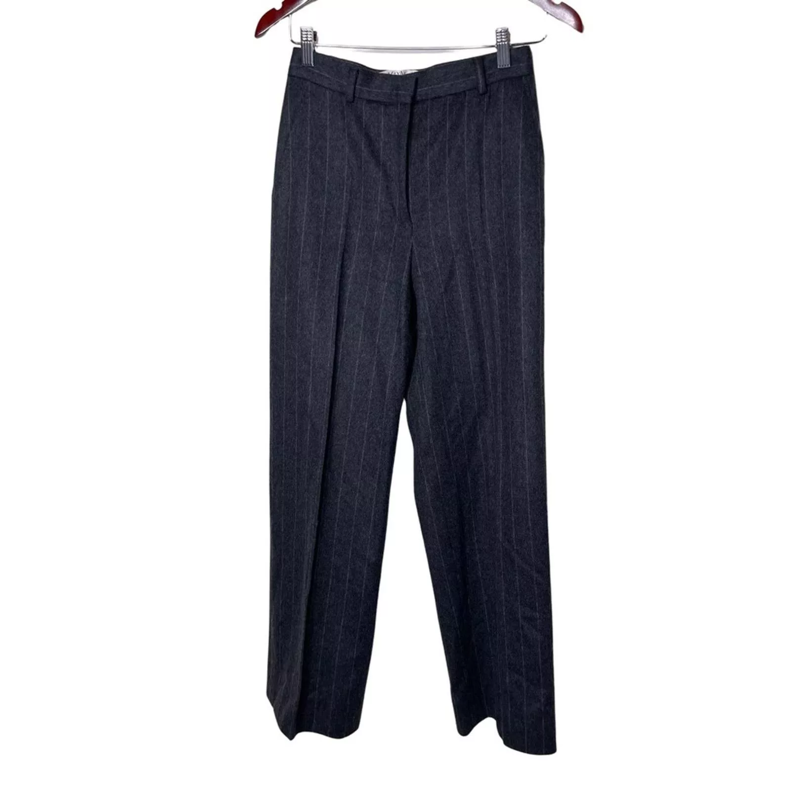Max Mara Pants Max Mara Maxmara grey striped wool angora high waist dress pants Gray