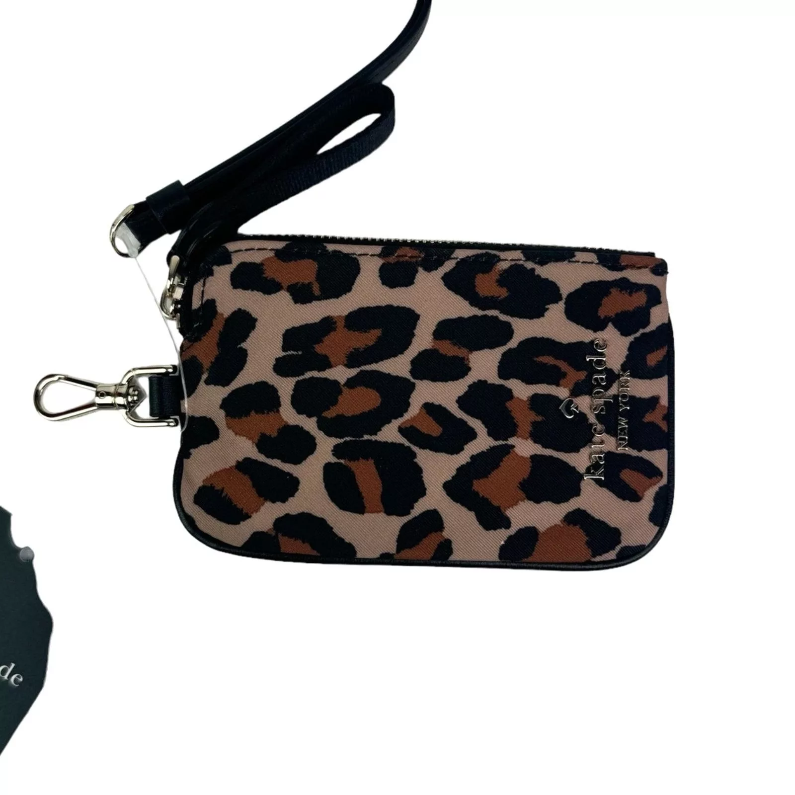 Kate Spade Wallets Kate Spade Chelsea Leopard Card Case Lanyard Beige