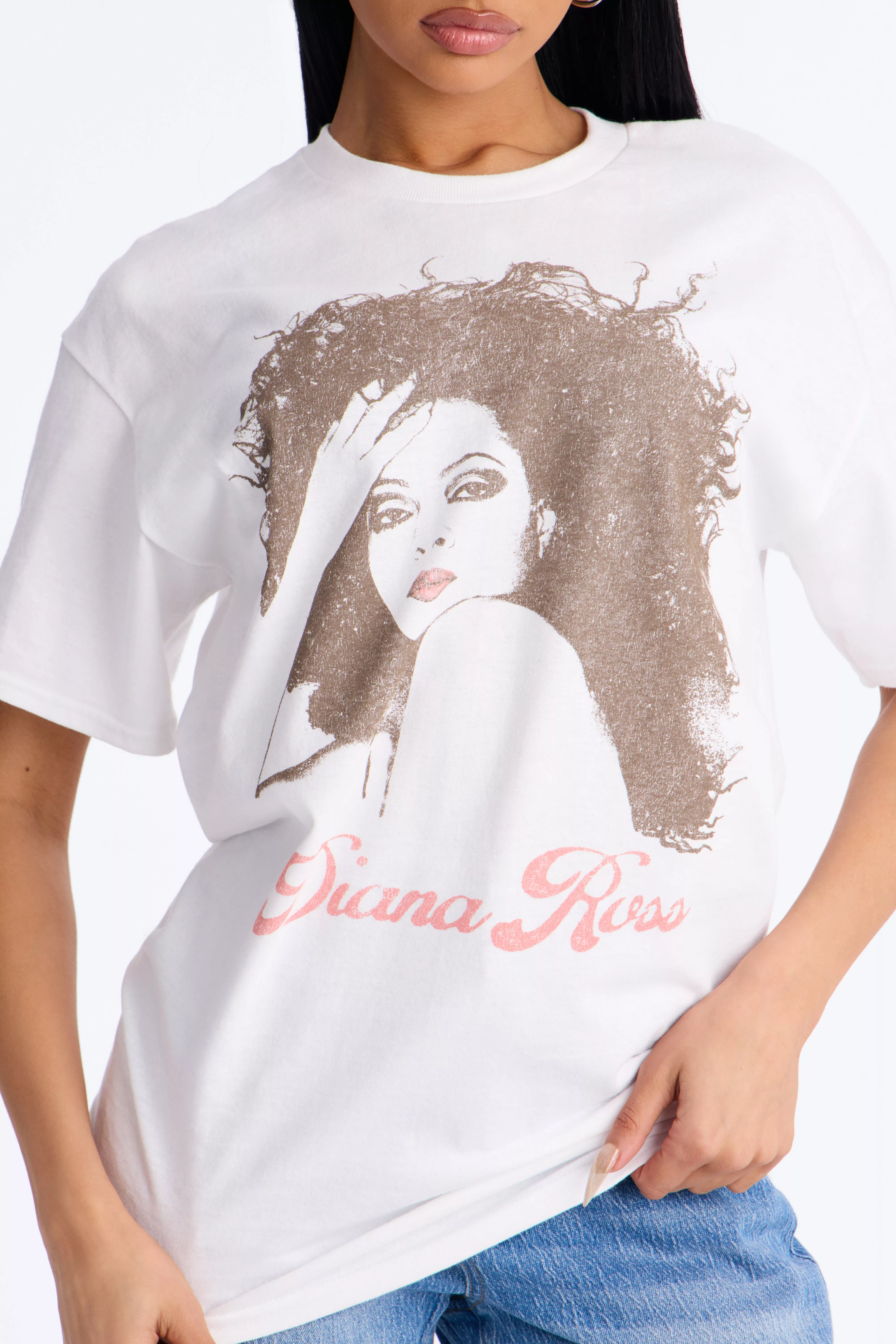 Diana Ross Classic Portrait Oversized Tee - White