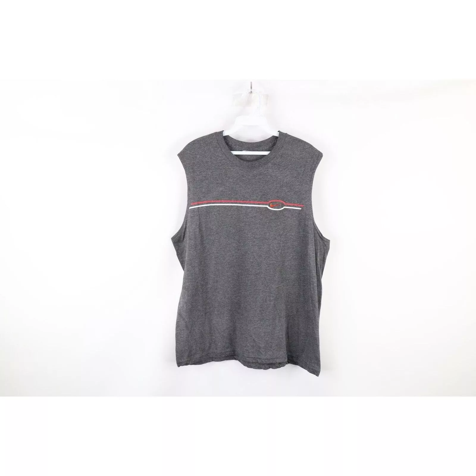 Nike Tank Tops Sleeveless Nike × Vintage Vintage Nike Distressed Travis Scott Mini Swoosh T-Shirt Gray