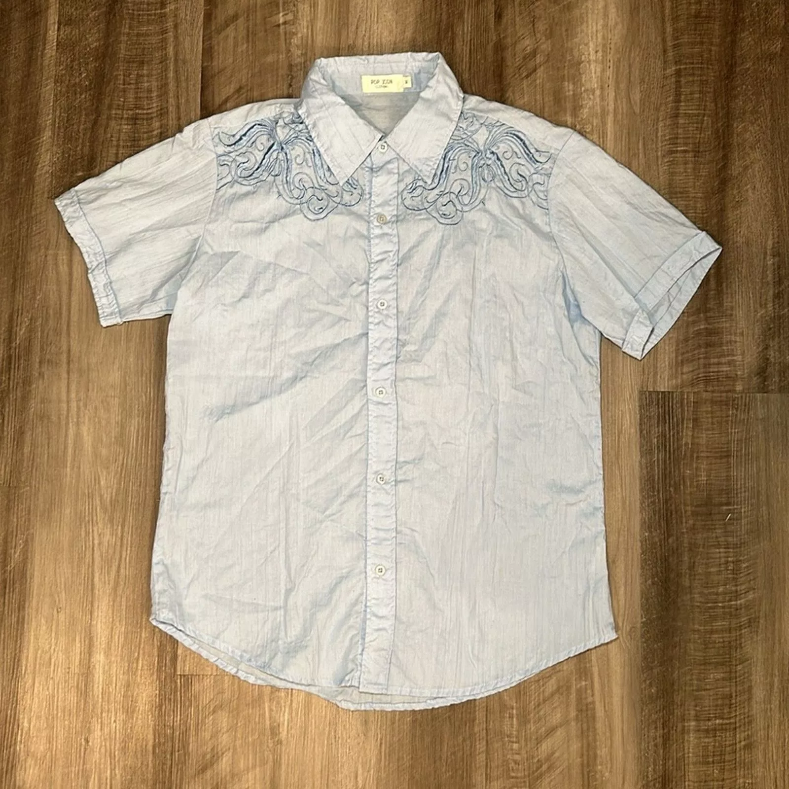 Other Shirts Button Ups Other Pop Icon Clothing Short Sleeve Button Down - Medium Blue