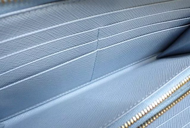 Prada Wallets Prada Zippy Saffiano Leather Light Blue Wallet