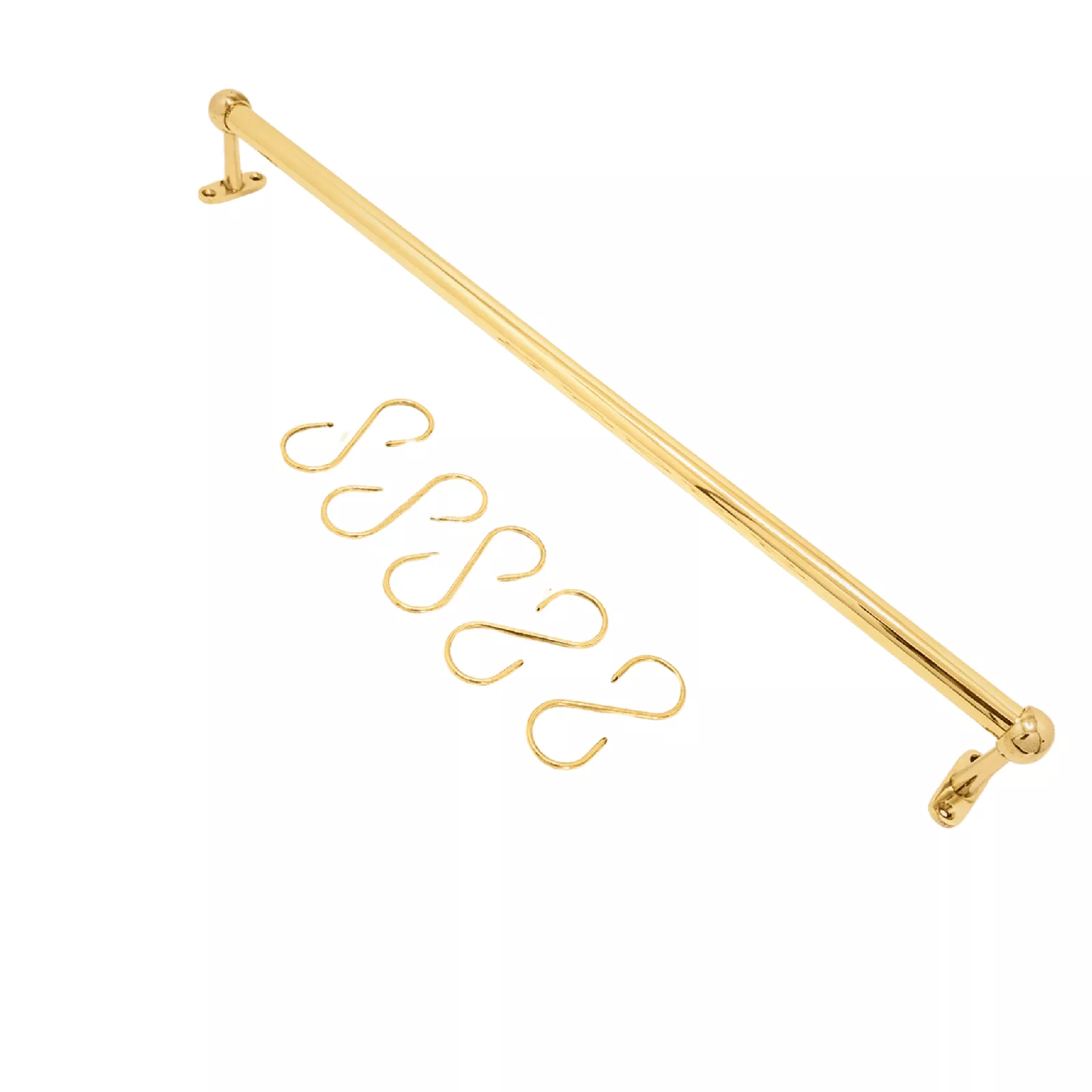 Solid Brass Hanging Pot Rail with Hooks - Curated Home Decor