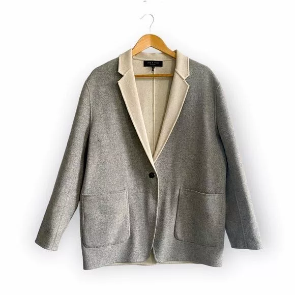 Rag & Bone Jackets Rag & Bone Rag and Bone Mica Wool Felt Reversible Blazer, Gray/Ivory, S