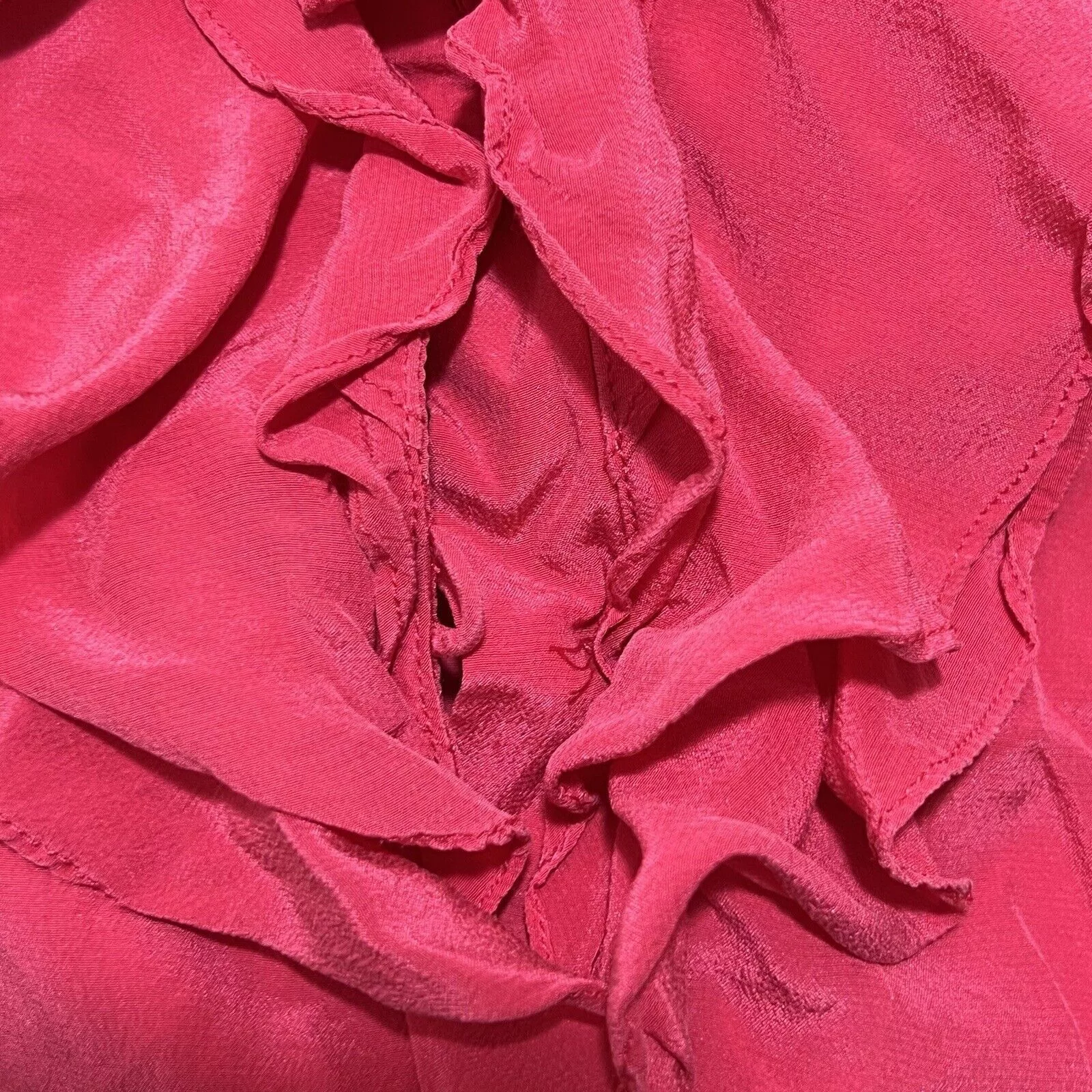 Pendleton Blouses Pendleton Silk Short Sleeve Hot Pink Ruffle Button Up Top