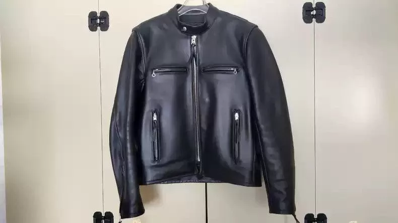 Kadoya Leather Jackets kadoyaStraight-pull collar leather coat Black