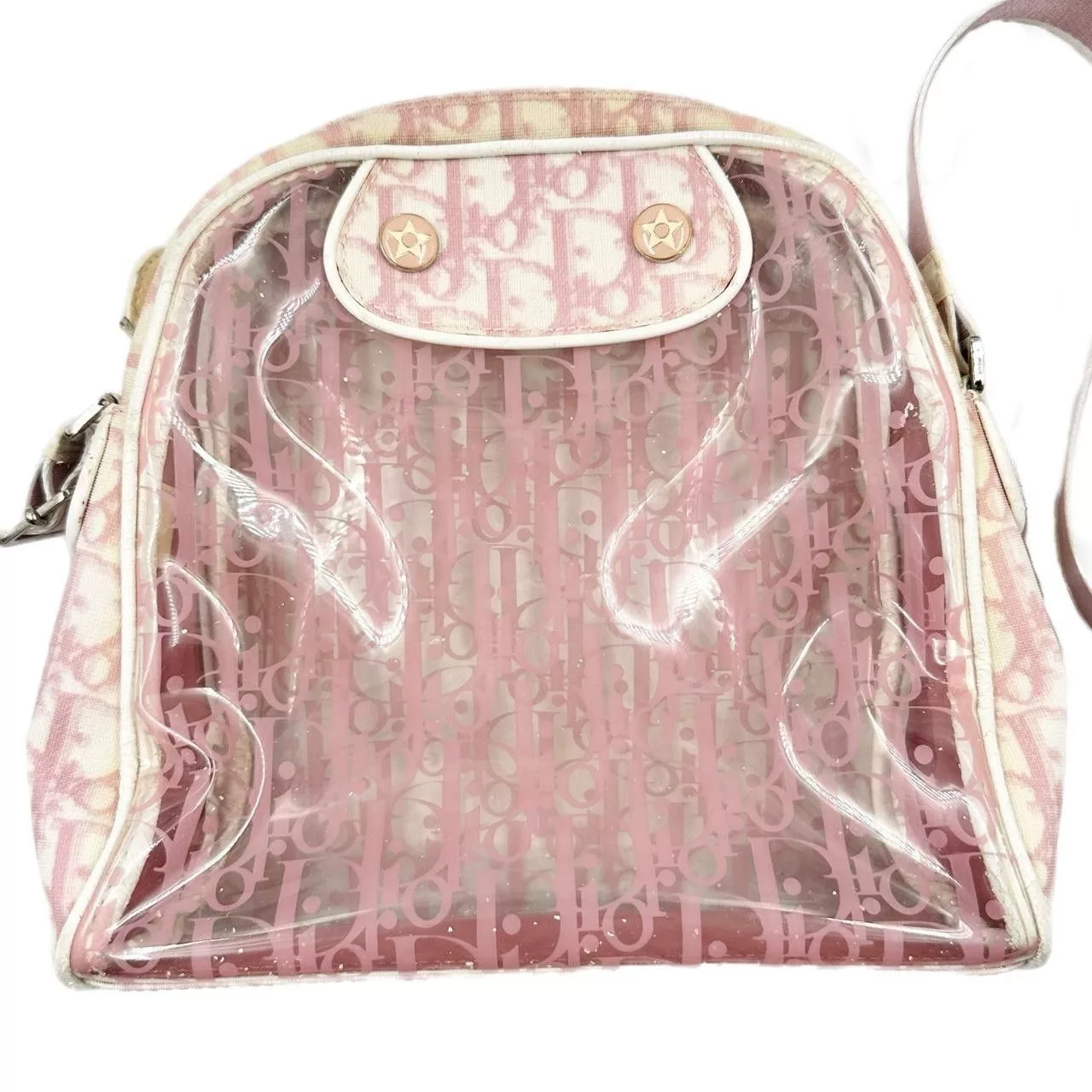 Dior Handle Bags Vintage Dior Monogram Transparent Cross Body Bag Pink