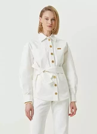 Balmain Blouses Balmain o1w1db10624 Denim Overshirt in White