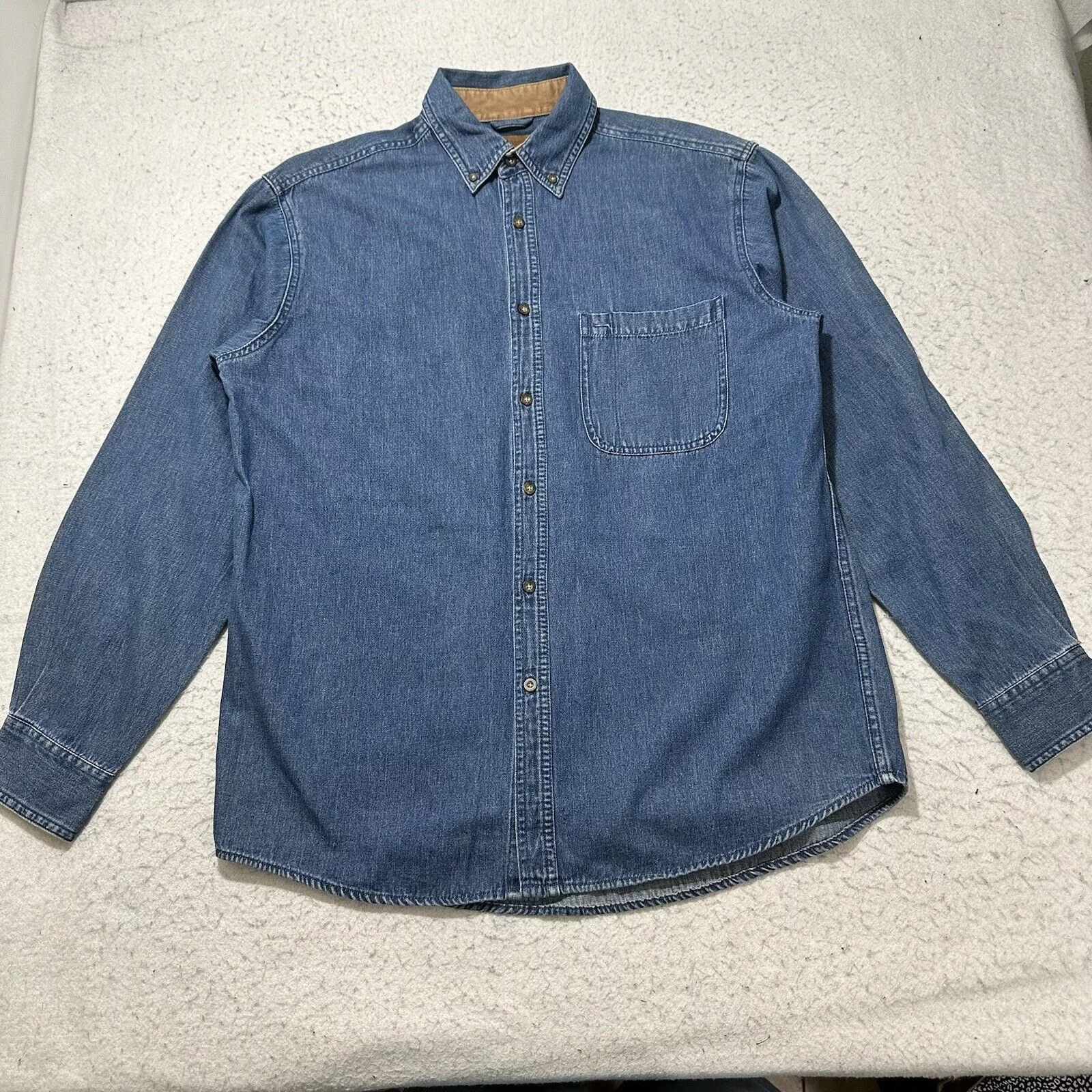 Faded Glory Shirts Button Ups Faded Glory Medium Denim Button Down Pocket Shirt Blue Jean