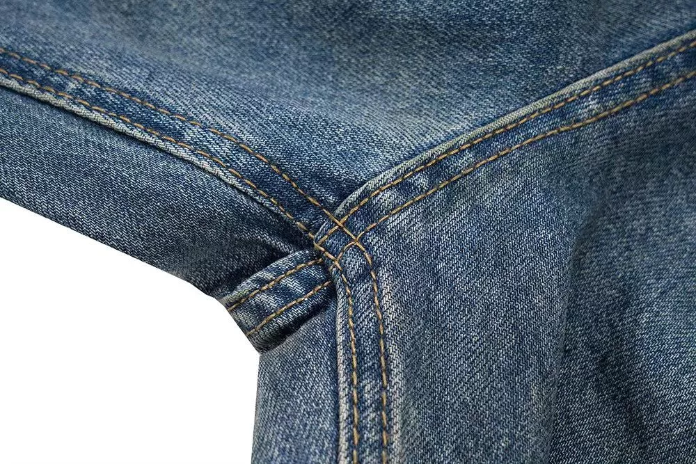 Jean Denim Jean Frayed Distressed Hole Baggy Denim Blue