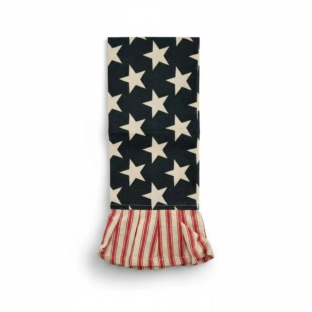 Americana Flag - Inspired Tea Towel with Ruffle Trim - Curated Home Decor
